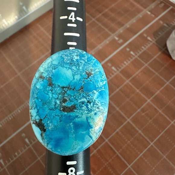 Vintage Turquoise Blue Stone Silver Ring - Picture 2 of 5